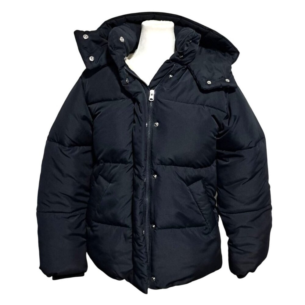 Abercrombie & Fitch Womens S Black Puffer Jacket Hood & Sherpa-Lined Water Wind - Picture 5 of 10